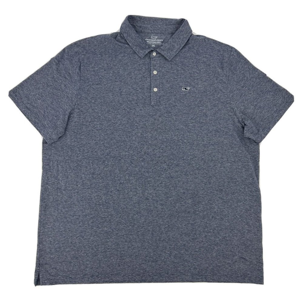 Vineyard Vines Shirt Mens XL Blue Space Dye Edgartown Polo Preppy Whale Logo